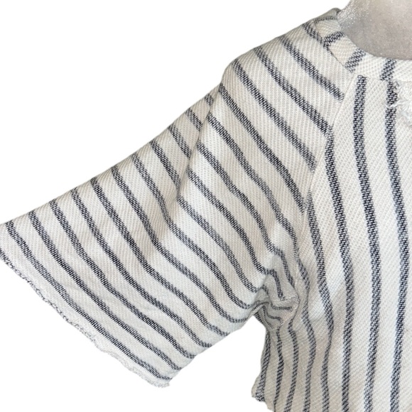 Anthropologie Dolan Coastal Stripes Terry Frayed Cropped Pullover Top - M - Picture 6 of 16